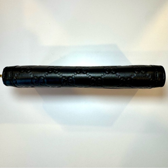 New Gucci Sukey GG Monogram Black Leather Zip Around Wallet W Gold GG Logo - Picture 5 of 13